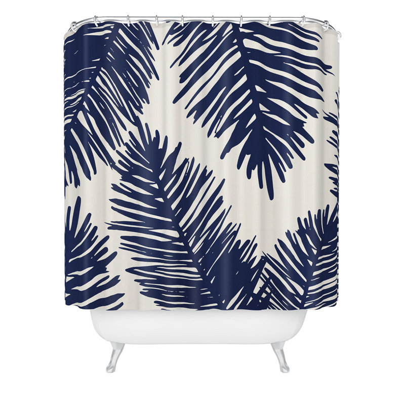 Rideau de douche Ninola Design, Crème / floral bleu marine