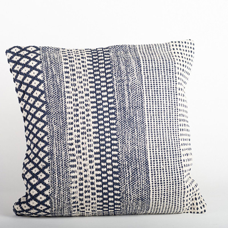 Cotton Blend Reversible Pillow Cover, Blue