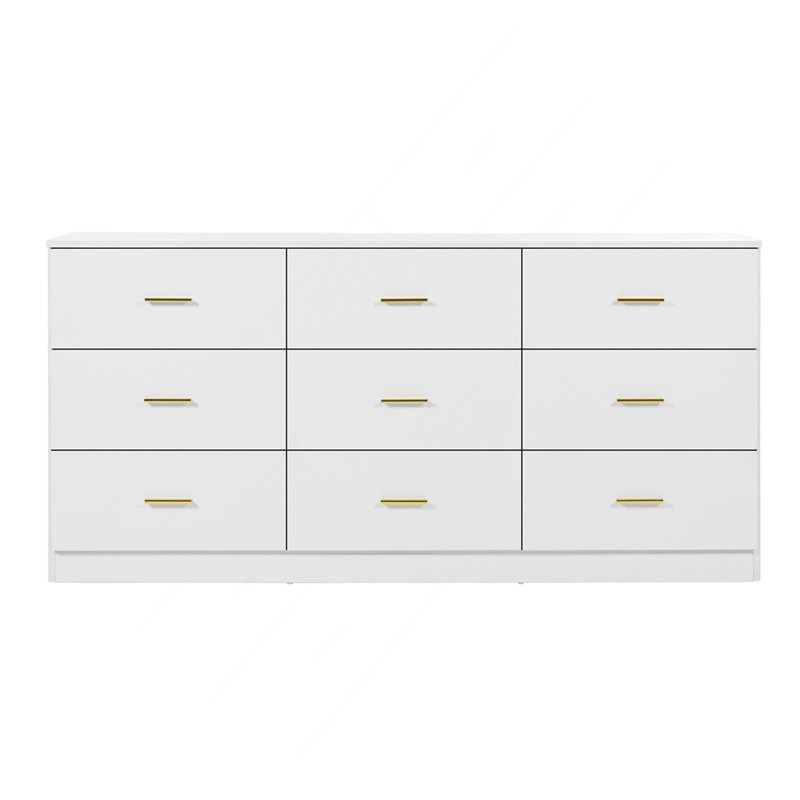 Commode moderne à 9 tiroirs pour la chambre à coucher - Vaste commode avec rangement, robuste et sécuritaire