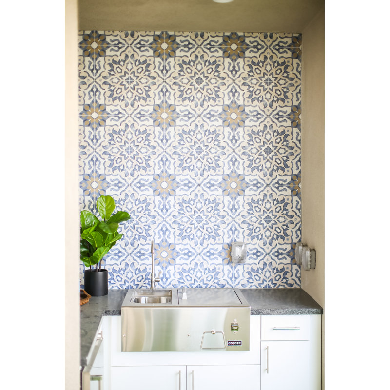 Villa Azul 9.8125 in. x 9.8125 in. Glazed Porcelain Tile, Blue