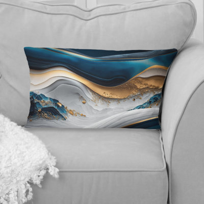 Abstract Geode Waves Blue II - Abstract Printed Throw Pillow
