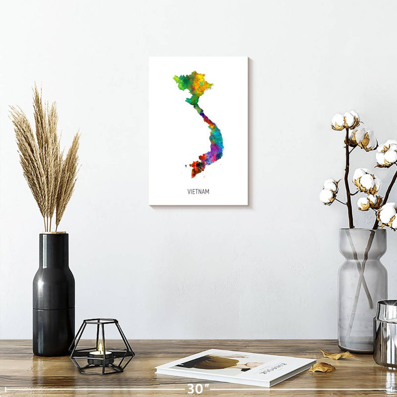 Carte d'aquarelle d'Aliaz au Vietnam I, H 12 po x l 8 po