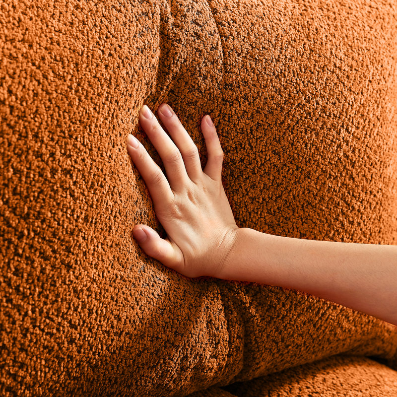 Modern Style 91.5" Tufted Chenille Upholstered Sofa with Round Arms,Oversized Comfort for Living Room, Orange