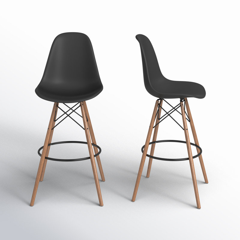 Jordan Bar & Counter Stool, Bar Stool (29.5" Seat Height), Black/Natural