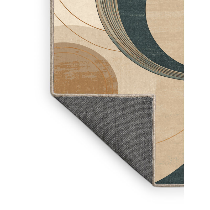 Tapis beige doux et moelleux à motif abstrait côtier Kline, 4 x 6