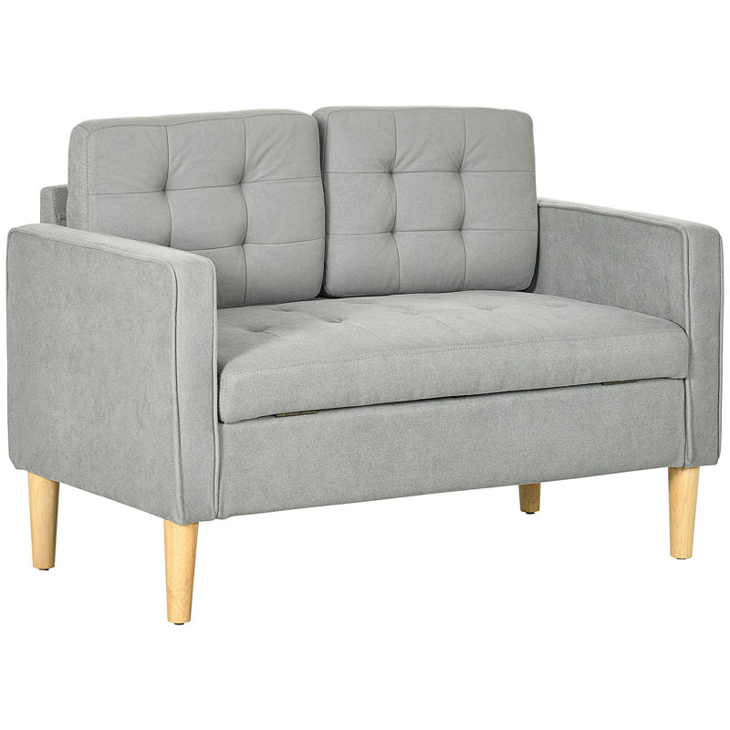 Saladin 2 Seater Sofa, Light Gray Polyester