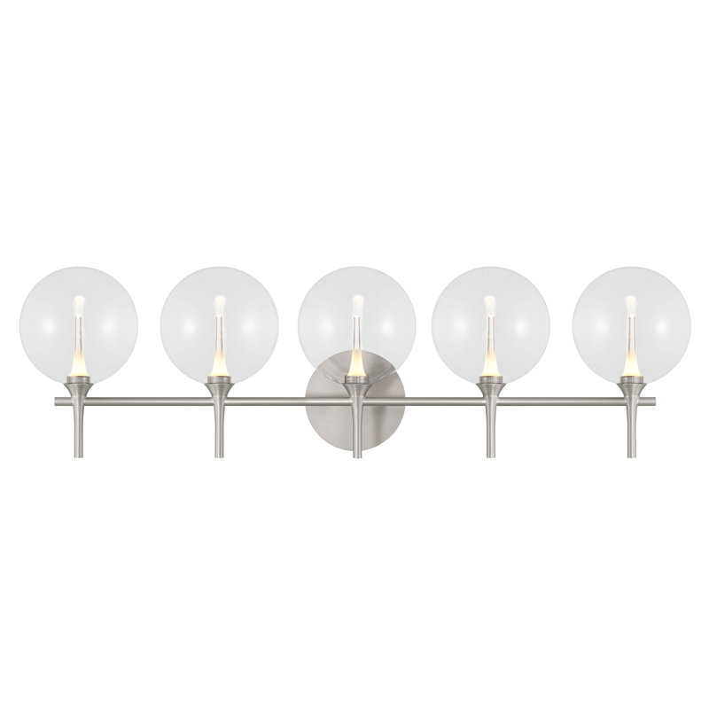 Iissa, Vanity, 5Lt , Amber Glass, Clear, Satin Nickel