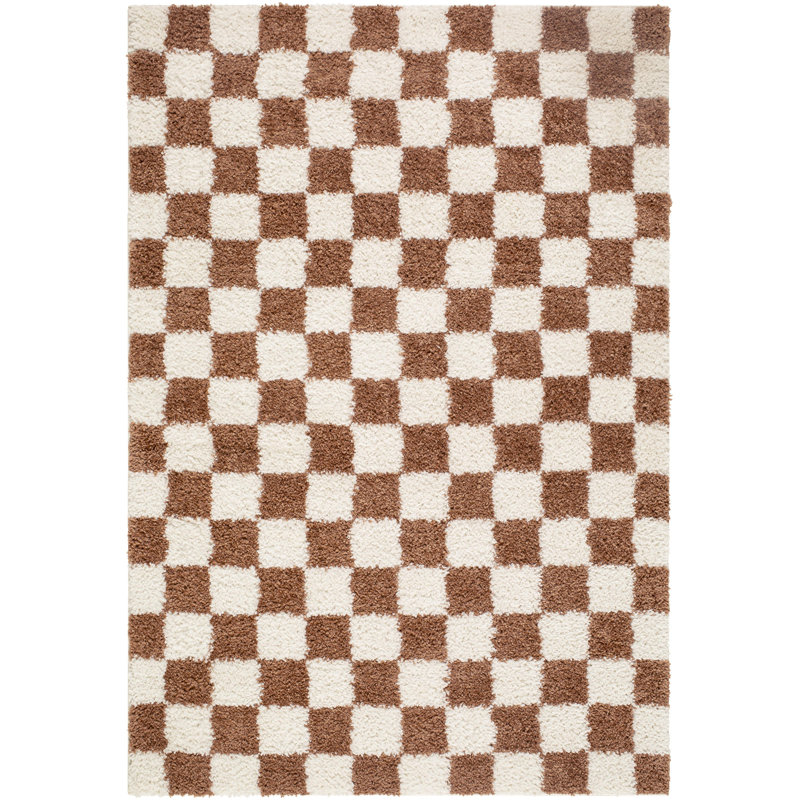  Tapis tissé à la machine Edaline, Rectangle 7 pi 10 po x 10 pi, Blanc / ivoire / orange