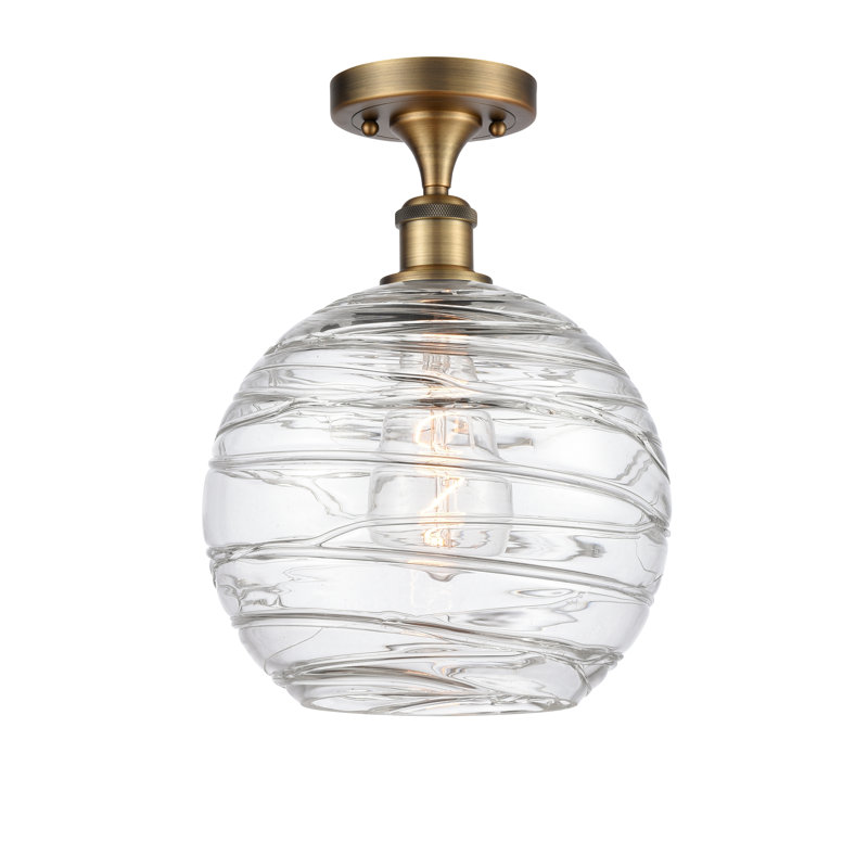 Plafonnier semi-encastré 1 lumière 8 po Anie, Ampoule DEL 6 watts Vinage, Laiton brossé, H 15 po x l 10 po x P 10 po