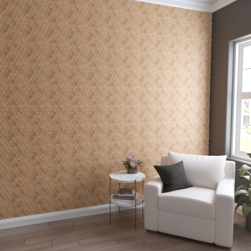 Small Honeycomb Pine Wood Mosaic Wall Tile