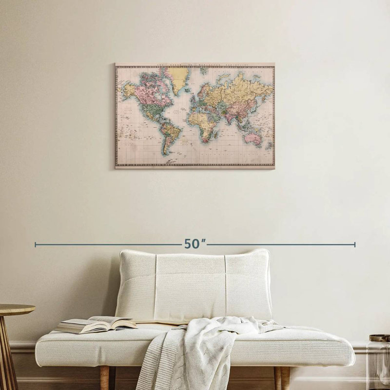 Carte du monde Aliaz Mercator Projection, H 20 po x l 30 po