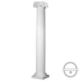 Endura-Stone Fluted Column Round Shaft Tapered Tuscan Base/Greek Angular Ionic Capital Split in 1/2