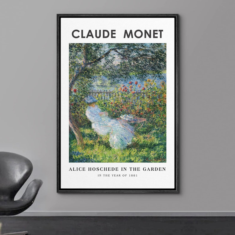«Alice Hoschede in Garden» par Claude Monet - reproduction sur toile flottante, Noir, H 36 po x l 24 po x P 1,5 po