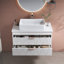 Meuble-lavabo flottant contemporain de 31,5 po avec lavabo vasque en céramique et armoire de rangement - parfait pour les petites salles de bain