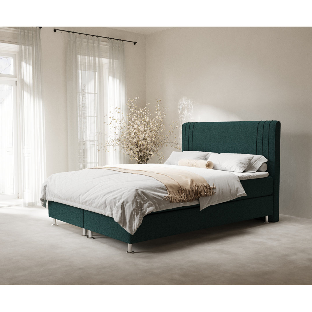 Echtes Boxspringbett Nicholette mit Zwei Matratzen und Latex Topper