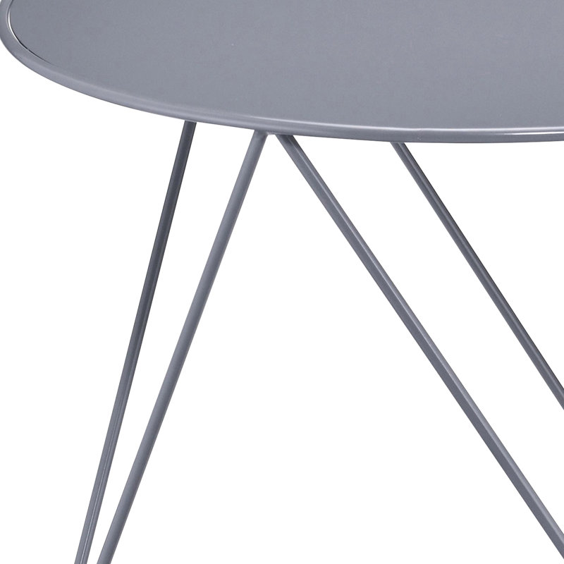 Contemporary Grey Accent Table With Metal Base And Long-Lasting Finish Round Scratch- Top For Homes