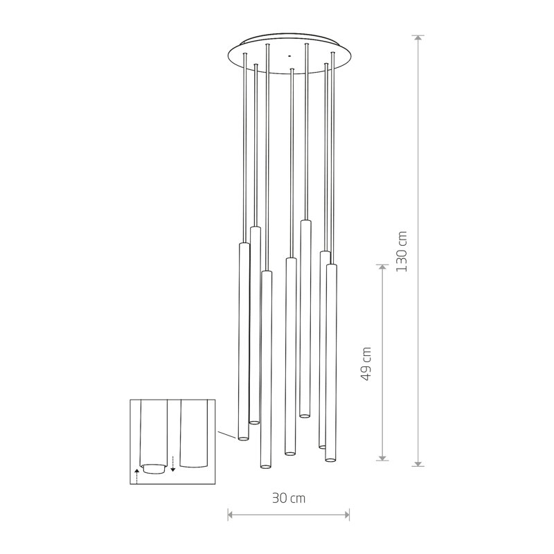 Adside 7 - Light Cluster Pendant, White, 130cm H x 30cm W