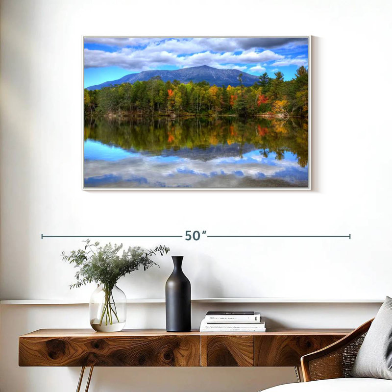 Paysage du mont Katahdin, Cadre flottant blanc, 37 po x 25 po