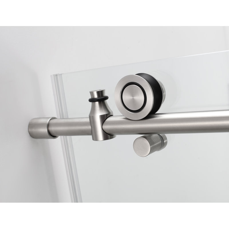 Coraline 72" x 75" Single Sliding Frameless Shower Door, Stainless Steel