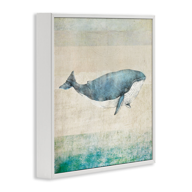 Baleine rustique maritime, estampe numérique par JG Studios, Giclée encadrée blanc bord de mer, H 17 po x l 17 po