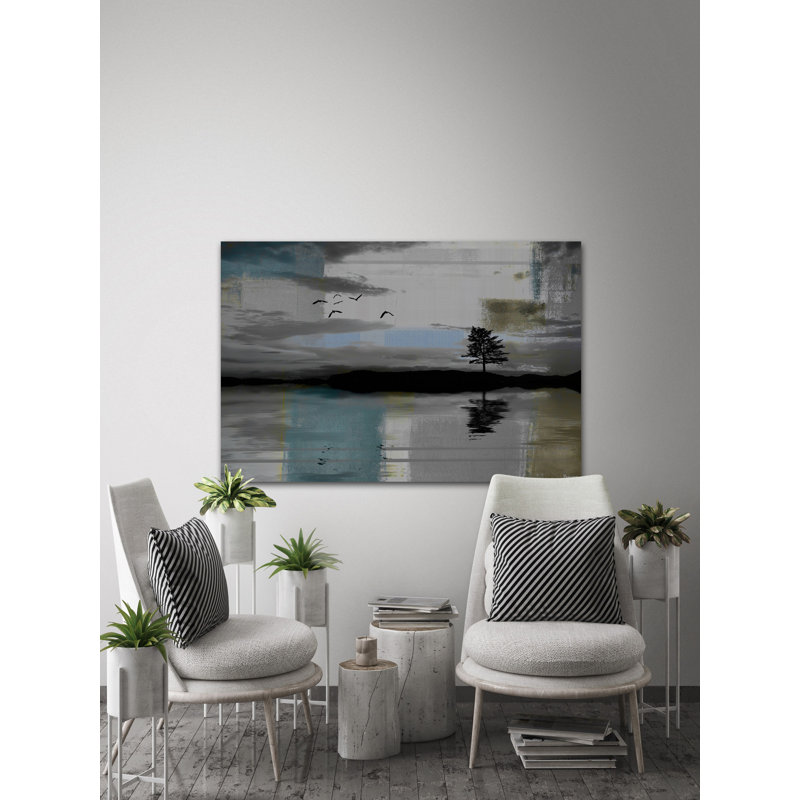 " Tree Reflection " Painting Print, 30" H x 45" W x 1.5" D