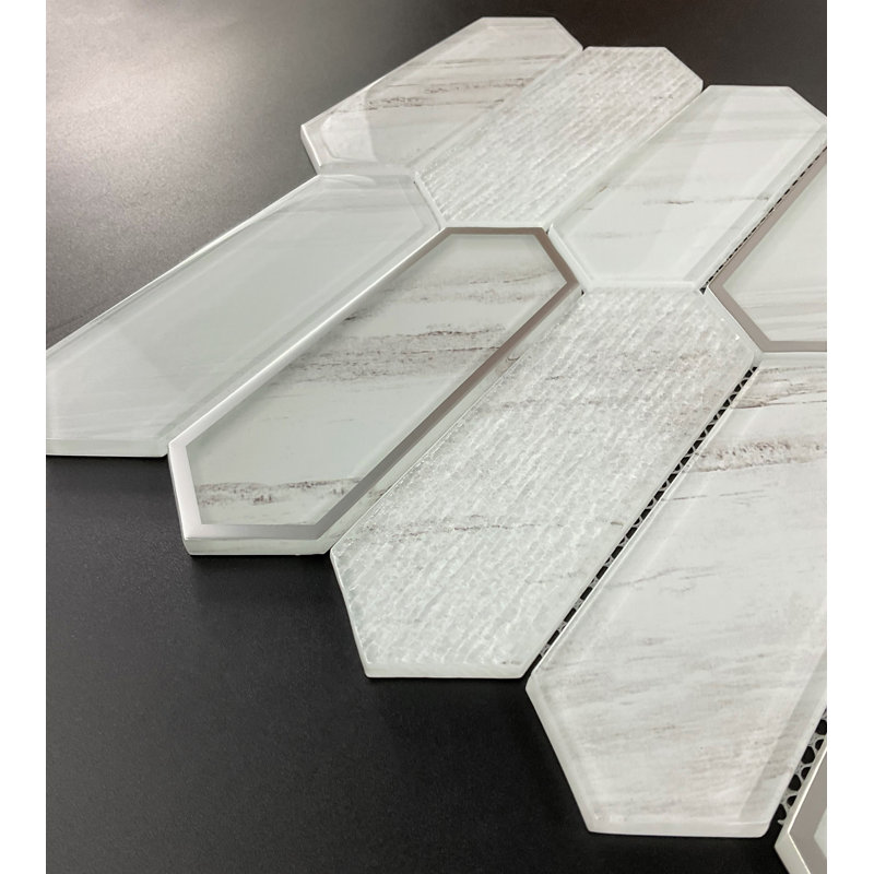 Glass Mosaic Wall Tile, Gray Mist & Silver Glazed