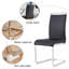 Ensemble de table de salle à manger moderne Daarina, grande table rectangulaire en verre avec base en X argentée et chaises en porte-à-faux en similicuir-835404052-851816017