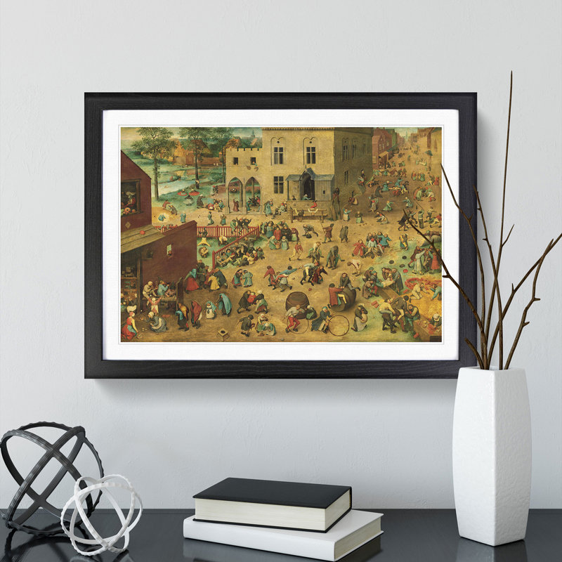 Children's Games by Pieter Bruegel the Elder - Framed Print, Black Framed, 48cm H x 65cm W x 2cm D