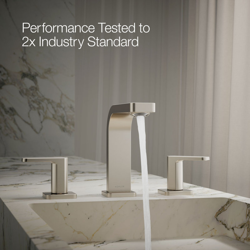 Parallel™Widespread Bathroom Faucet, 3-Hole Two Lever Handle Bathroom Sink Faucet, 1.2 GPM, Vibrant Brushed Nickel, 1.2 GPM