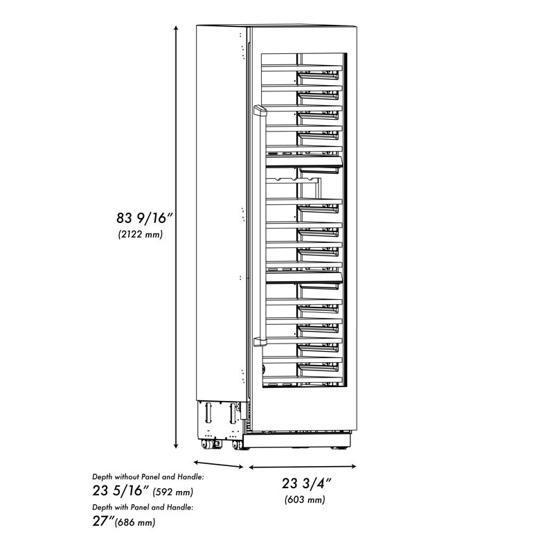 ZLINE Autograph 24 in. Stainless Steel 100 Bottle Column Wine Cooler w/ Black Accents, Gold