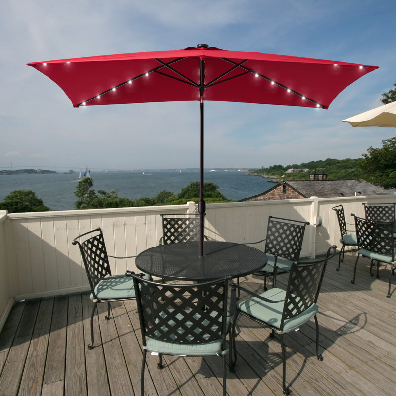 Parasol de marché rectangulaire lumineux 10 pi x 6,5 pi Buono, Rouge