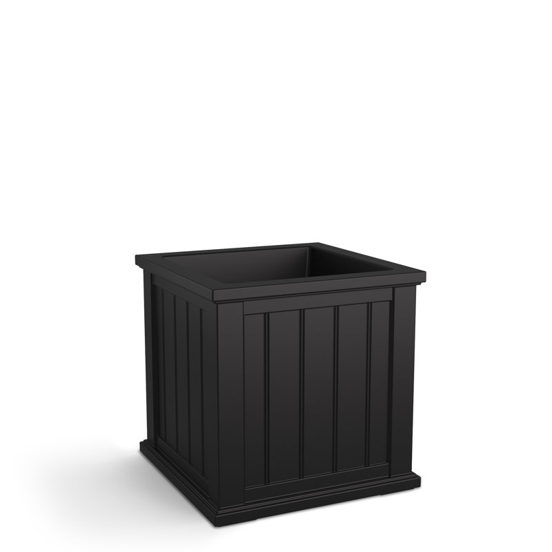 Selevae Resin Planter Box with Water Reservoir, 20" H x 20" W x 20" D, Black