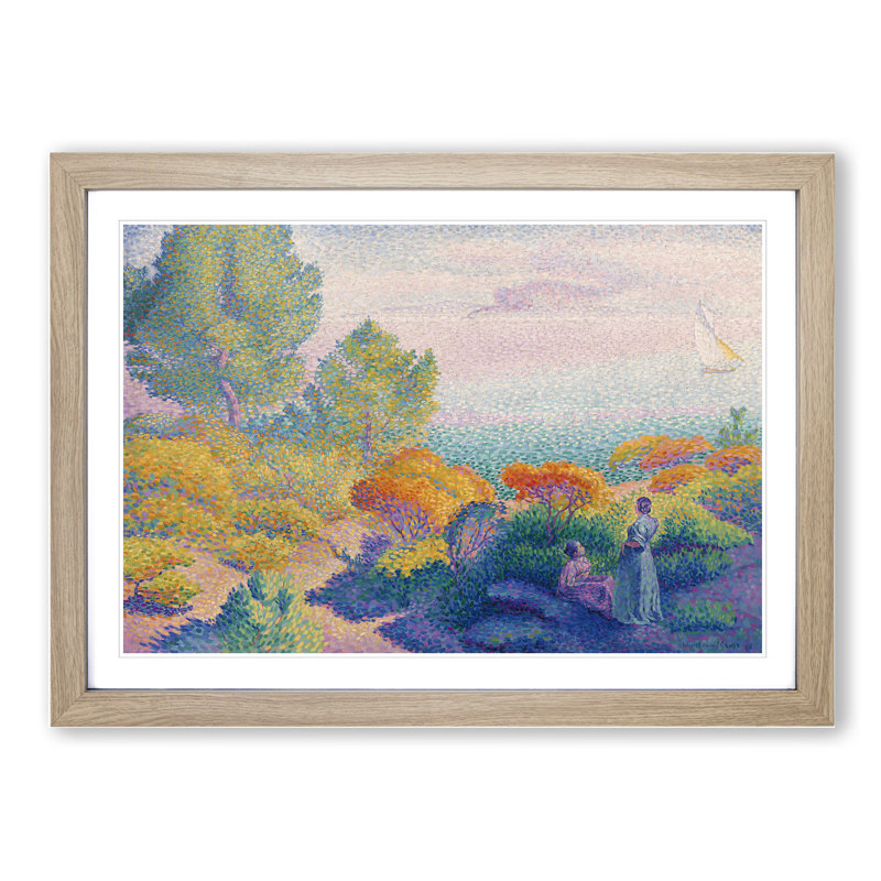 Two Women by Henri-Edmond Cross - Framed Print, Oak Framed, 48cm H x 65cm W x 2cm D