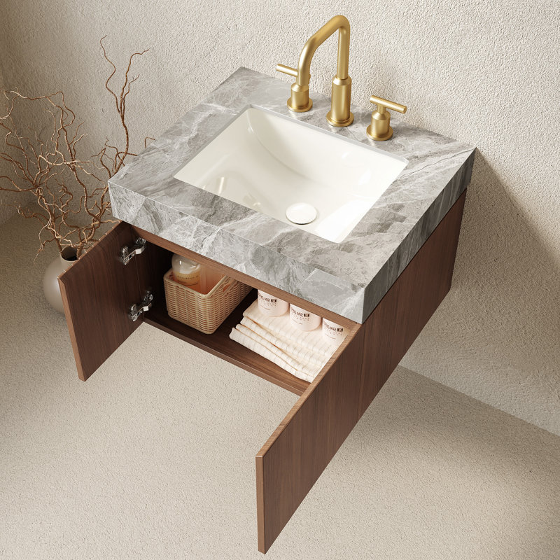 Meuble-lavabo 24 po, Chêne brun, Gris clair, 8 po