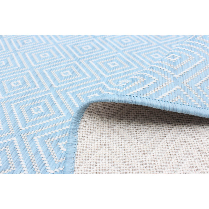 Tapis intérieur / extérieur bleu Rundell, Rectangle 5 pi 3 po x 7 pi 3 po