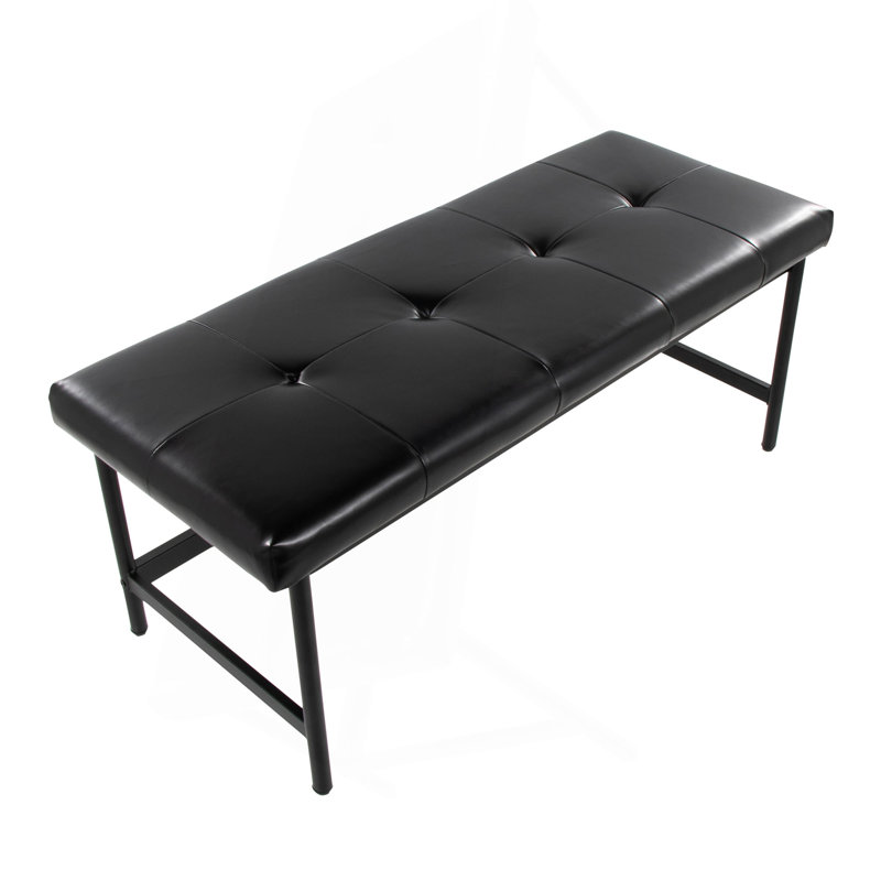 Banc en métal noir et similicuir, Noir