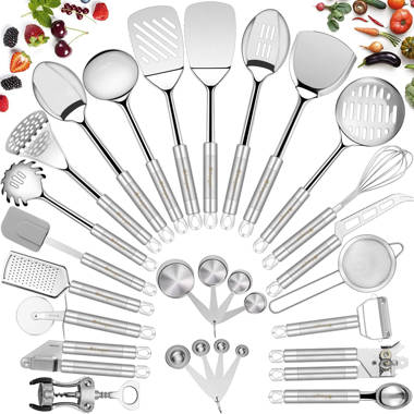 Kaluns Kitchen Utensils Set, 24 Piece Nylon and Stainless Steel Cooking  Utensils, Dishwasher Safe and Heat Resistant Kitchen Tools, Multi