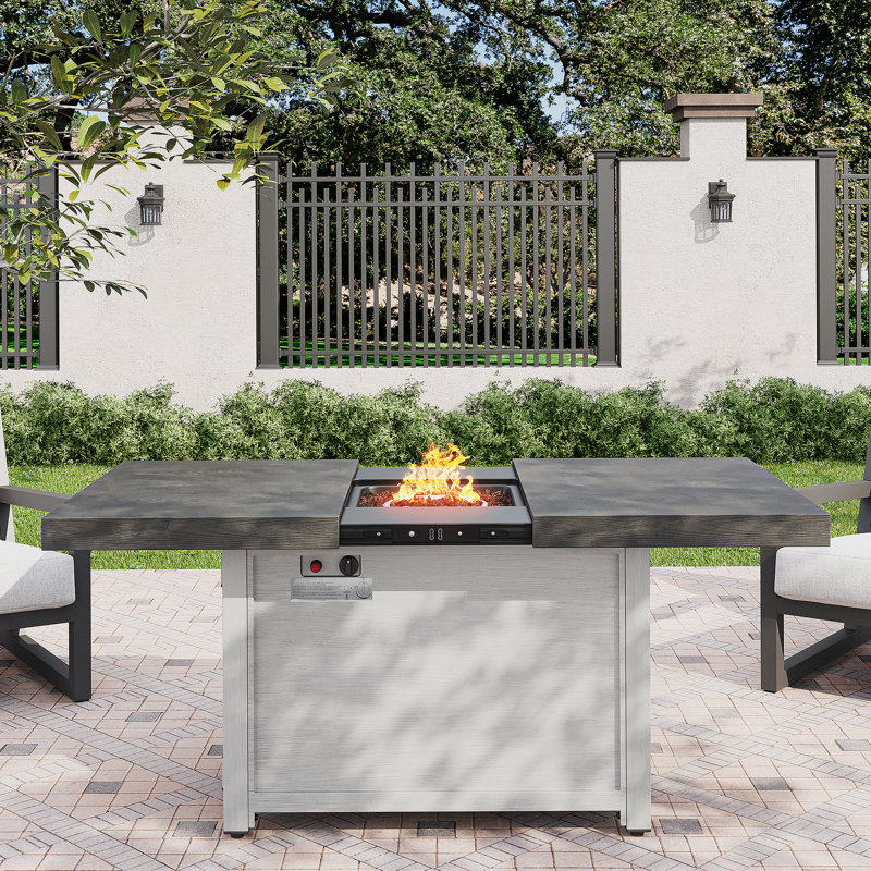 Table de foyer extensible rectangulaire en alliage d'aluminium, 50 000 BTU