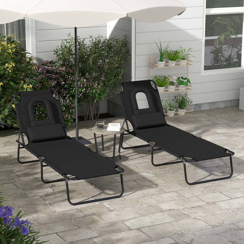 Oritse 187cm Long Double Sun Lounger, Black