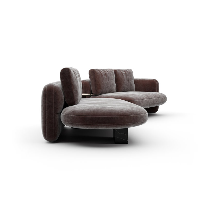 *Overlap Left Bumper Sectional Dk Taupe, Brown Polyester Blend