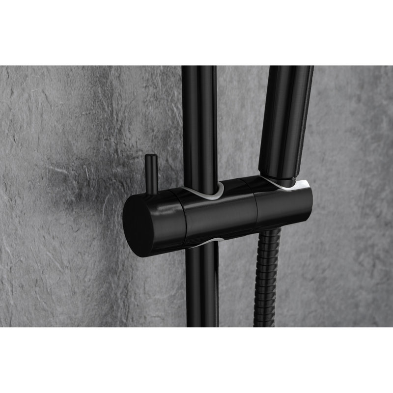 Handheld Shower With 59-Inch Hose And 28-Inch Slide Bar - Height Adjustable, Nozzles Robust Stainless Steel Matte Black Appearance Adjustable Head Look