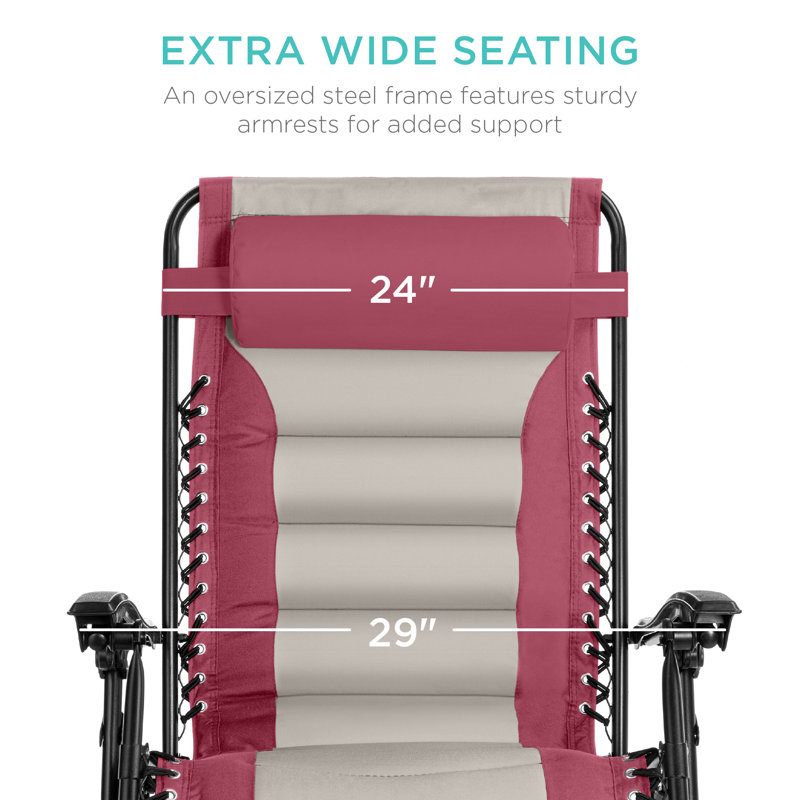 Oversized Pink and Taupe Zero Gravity Beach Lounger with Arms