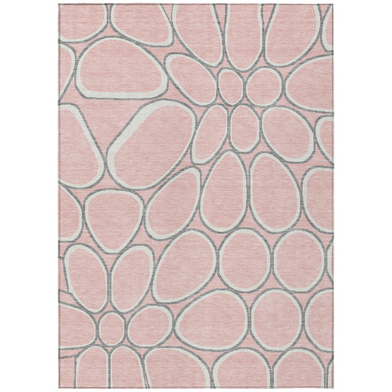 Elantra Pink Washable Indoor-Outdoor Rug - , 9' x 12'