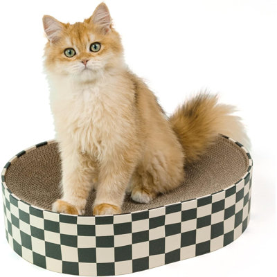 Cat Scratcher Cardboard Oval Cat Scratch Pad Bowl For Indoor Kitty Grinding Claw,Round Kittens Scratching Board Corrugated Lounge Pet Beds&Furniture Protector For Couch&Carpets&Sofas