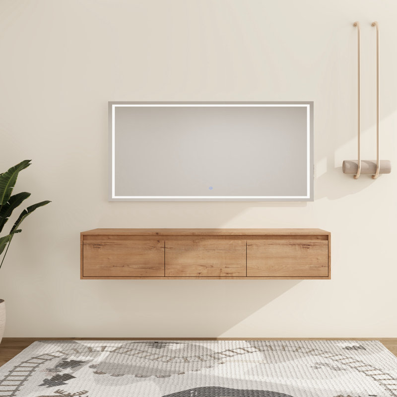 60'' Wall-Mounted Bathroom Cabinet with Open & Closed Storage