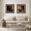 Autumn Forest Moonlight Stone Bridge Landscape - Art mural encadré en papier dans la chambre principale, 2 pièces-123831205-123831206