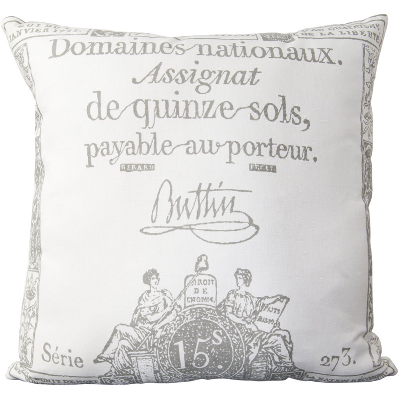 Down Throw Pillow, 20" H x 20" W, Pewter / Papyrus, Polyester