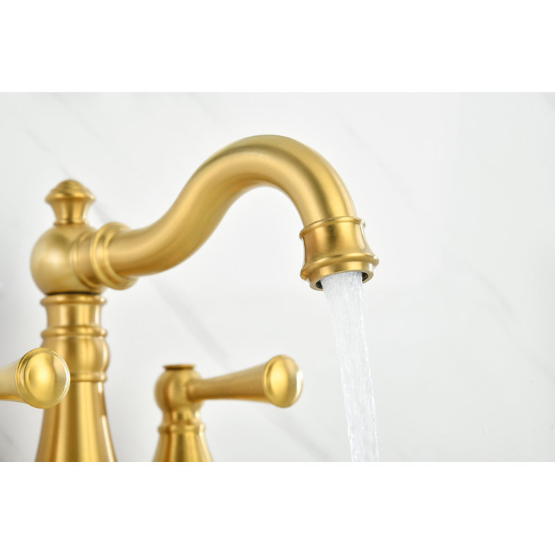 Centerset 2-handle Bathroom Faucet with Drain Assembly, Brushed Gold