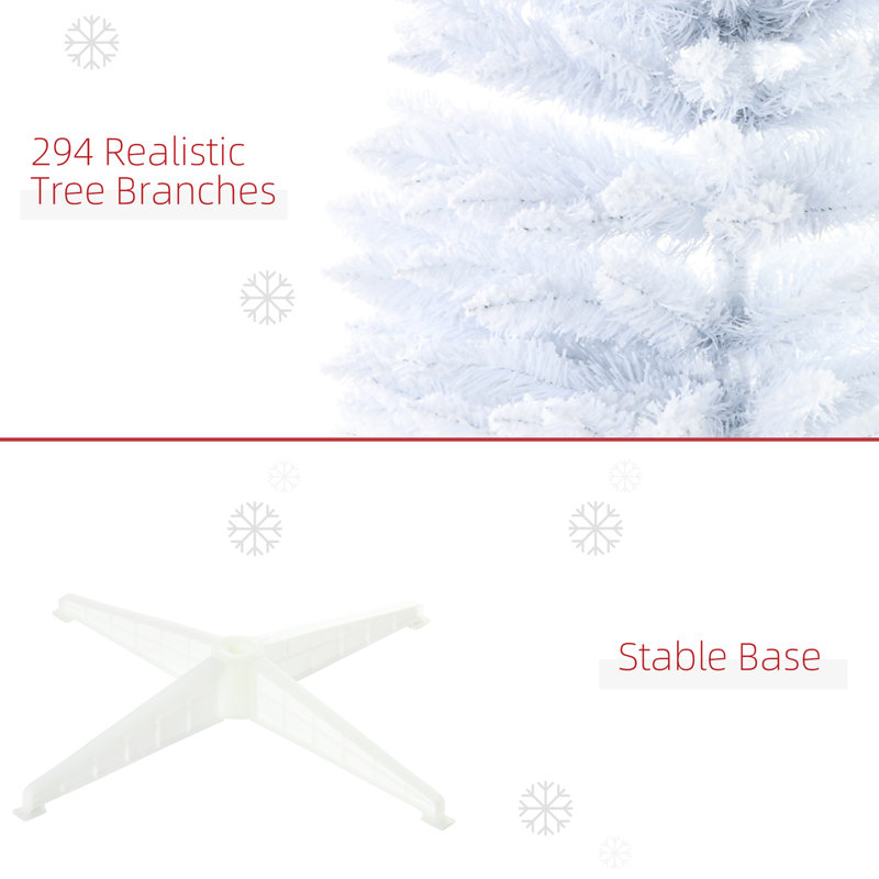 Arbre de Noël artificiel enneigé 5 pi, branche blanche - crayon réaliste, ignifuge, base en plastique, assemblage facile pour arbre de décoration d'intérieur avec branches,