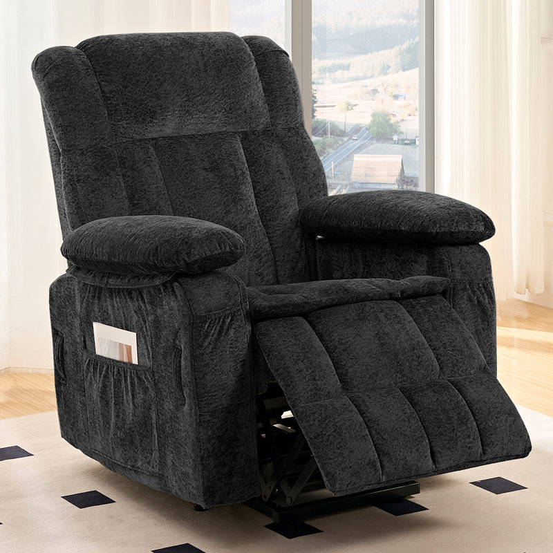 Fauteuil inclinable chauffant à deux moteurs et à massage électrique pour personnes âgées, Brown